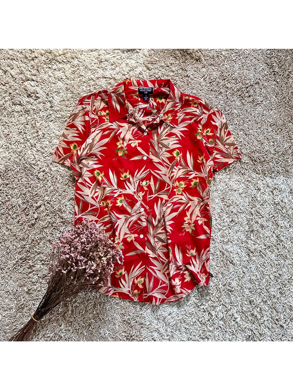 Polo Jeans Co Ralph Lauren Hawaii Shirt Short Sleeve Floral Flowers Women’s XL
